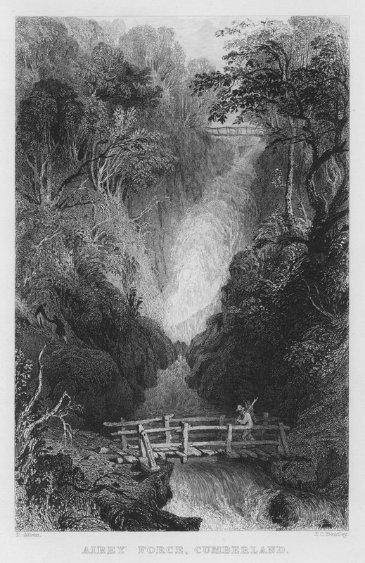 Airey Force, Cumberland (rytina) od Thomas (after) Allom