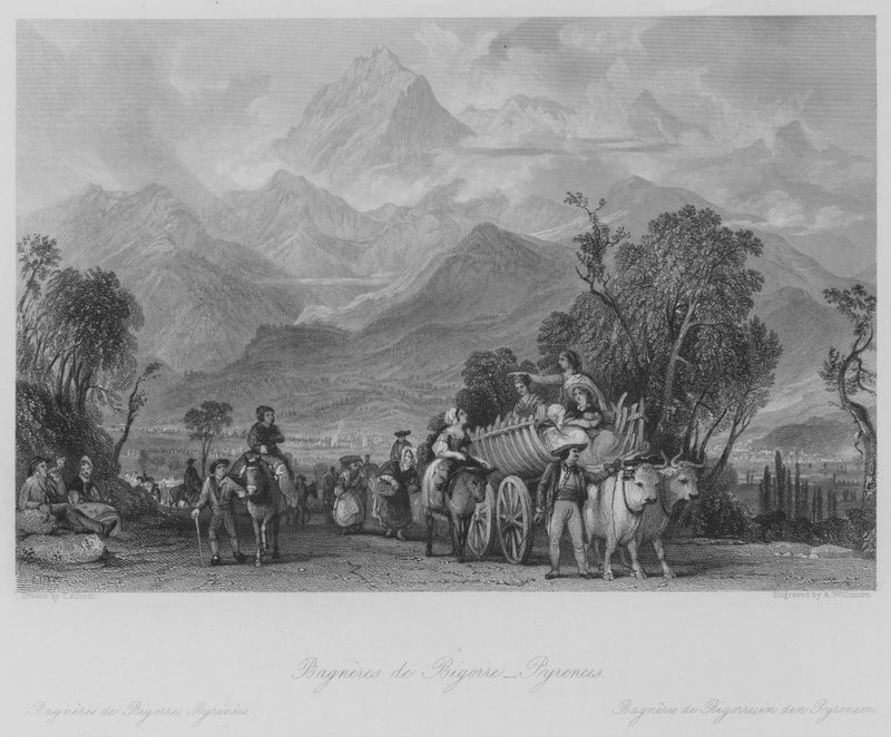Bagneres de Poigorre, Pyreneje (rytina) od Thomas (after) Allom