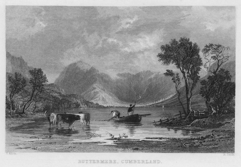 Buttermere, Cumberland (rytina) od Thomas (after) Allom