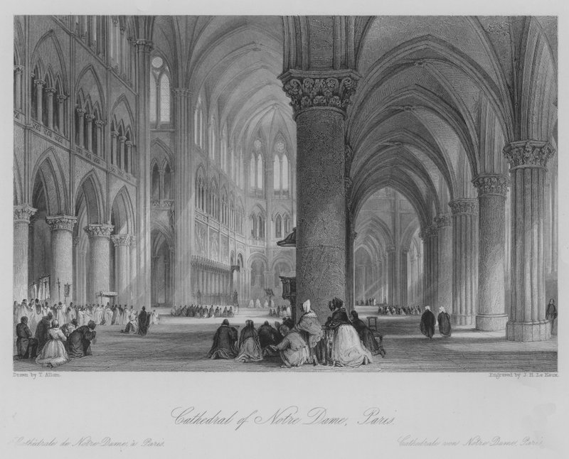 Katedrála Notre Dame, Paříž (rytina) od Thomas (after) Allom