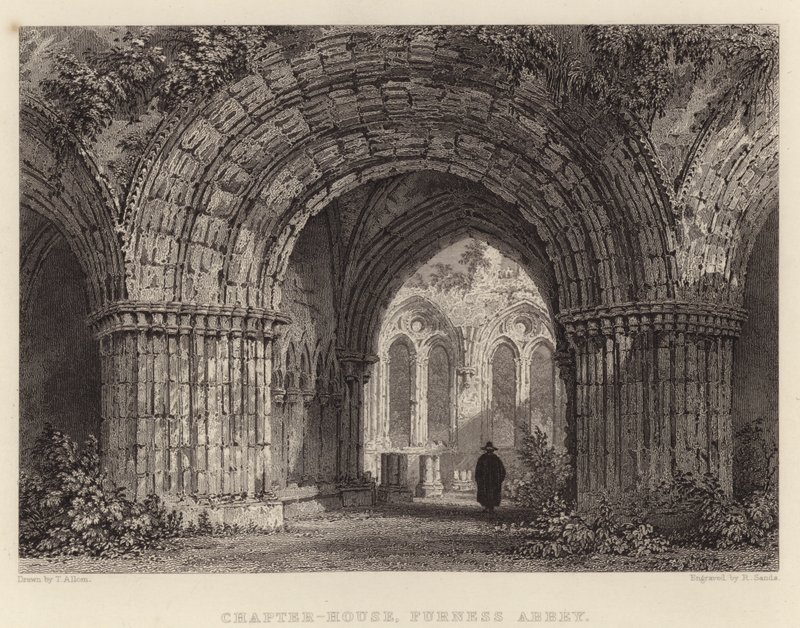 Kapitula, Furness Abbey (rytina) od Thomas (after) Allom