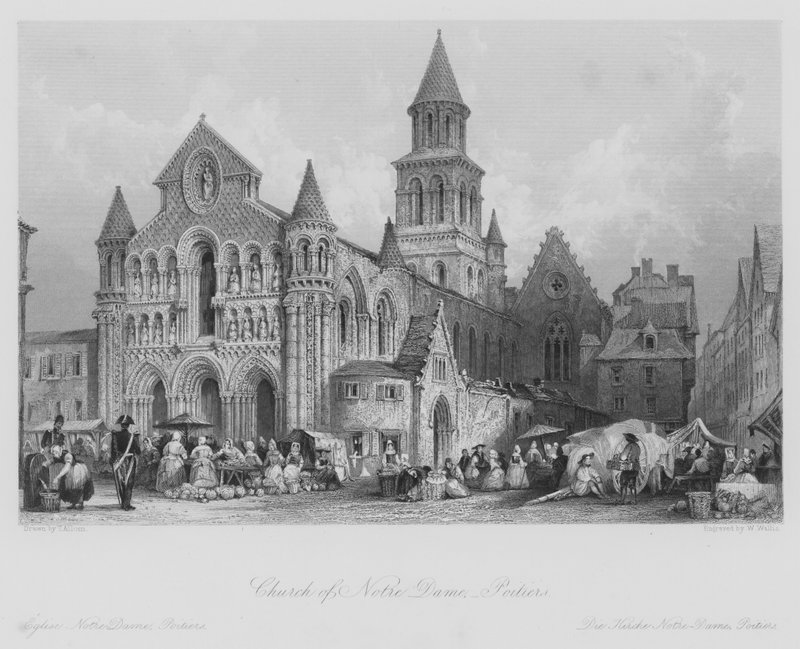 Kostel Notre Dame, Poitiers (rytina) od Thomas (after) Allom