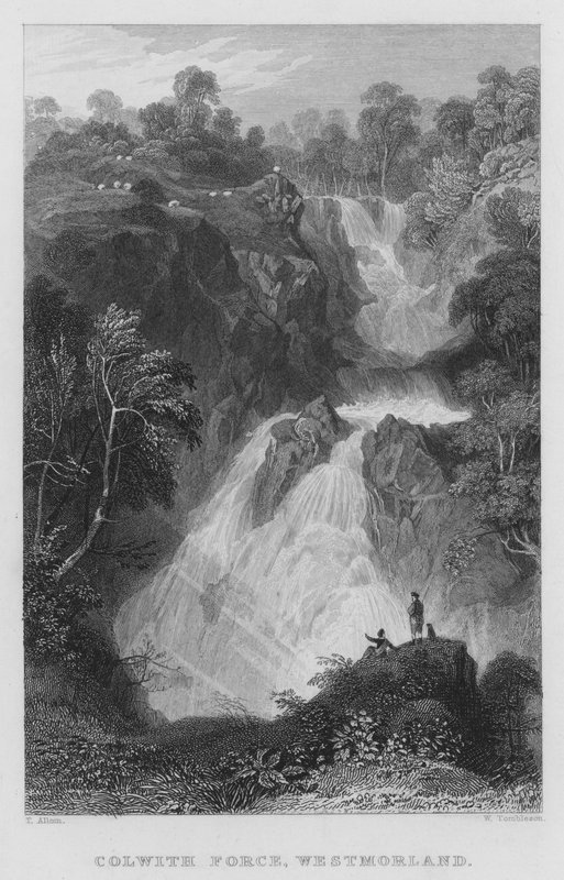 Colwith Force, Westmorland (rytina) od Thomas (after) Allom