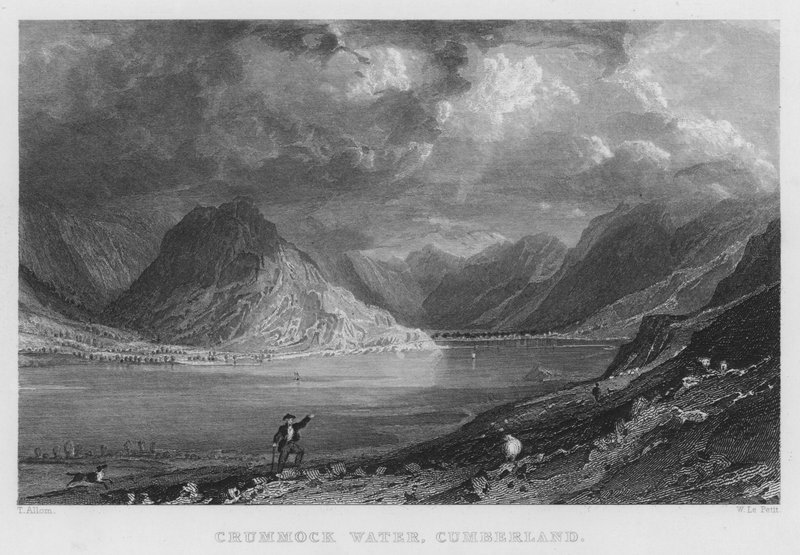 Crummock Water, Cumberland (rytina) od Thomas (after) Allom