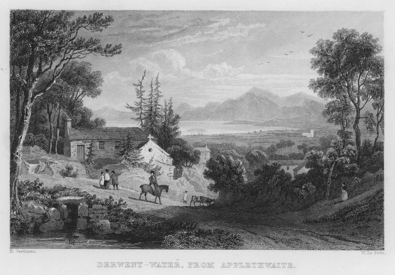 Derwent Water, z Applethwaite (rytina) od Thomas (after) Allom