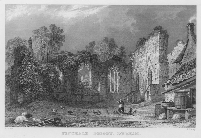 Finchale Priory, Durham (rytina) od Thomas (after) Allom
