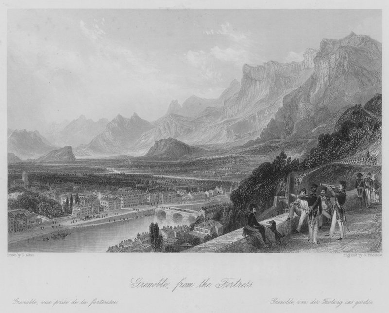 Grenoble z pevnosti (rytina) od Thomas (after) Allom