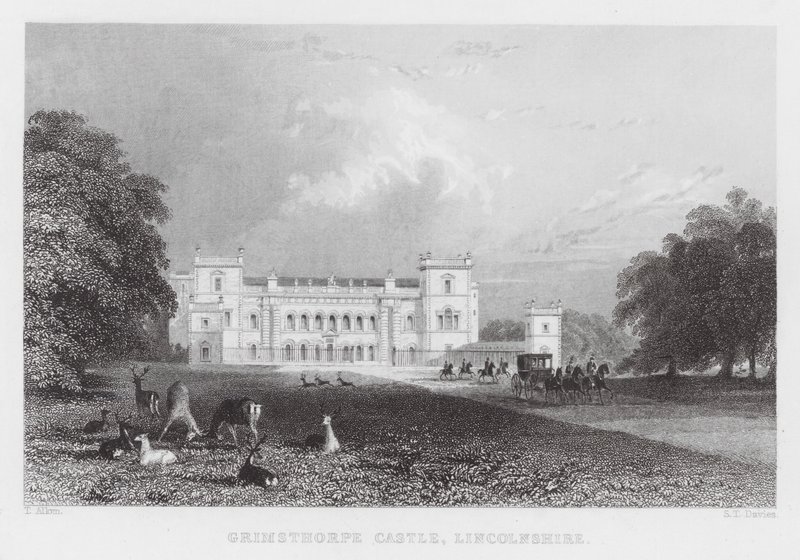 Hrad Grimsthorpe, Lincolnshire (rytina) od Thomas (after) Allom