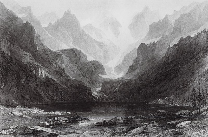 Lac de Gaube, Pyreneje (rytina) od Thomas (after) Allom