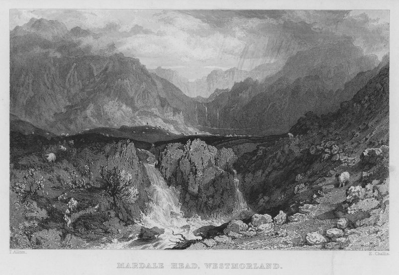 Mardale Head, Westmorland (rytina) od Thomas (after) Allom
