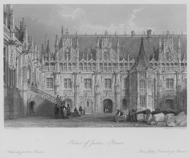Justiční palác, Rouen (rytina) od Thomas (after) Allom