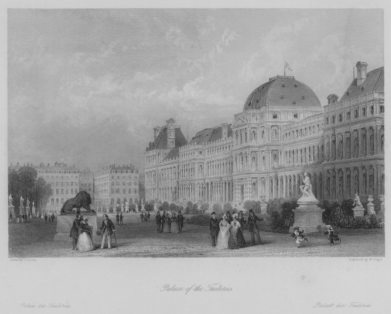 Palác Tuileries (rytina) od Thomas (after) Allom