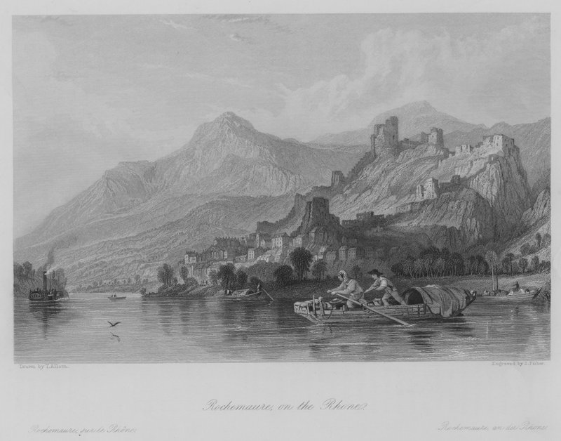 Rochemaure, na Rhone (rytina) od Thomas (after) Allom