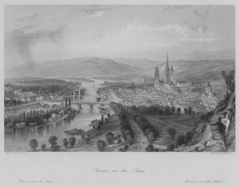 Rouen, na Seině (rytina) od Thomas (after) Allom