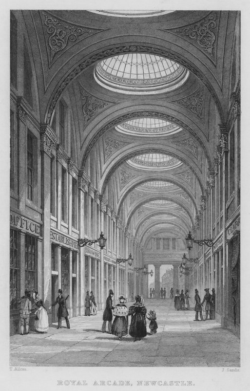 Royal Arcade, Newcastle (rytina) od Thomas (after) Allom