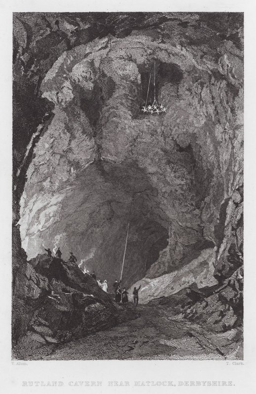 Rutland Cavern, poblíž Matlock, Derbyshire (rytina) od Thomas (after) Allom