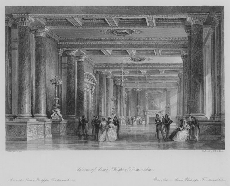 Saloon of Louis Philippe, Fontainbleau (rytina) od Thomas (after) Allom