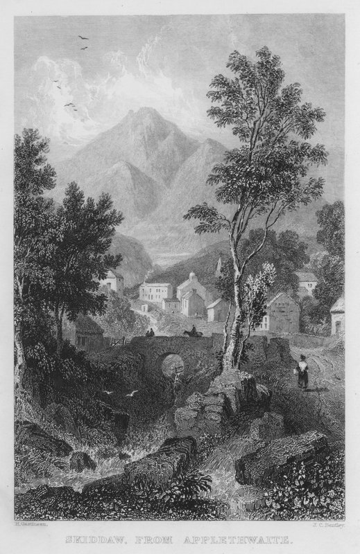 Skiddaw, z Applethwaite (rytina) od Thomas (after) Allom