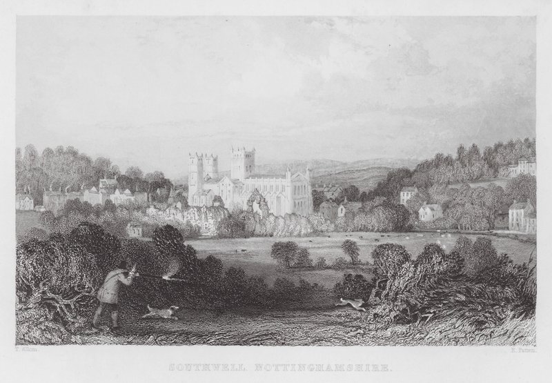 Southwell, Nottinghamshire (rytina) od Thomas (after) Allom