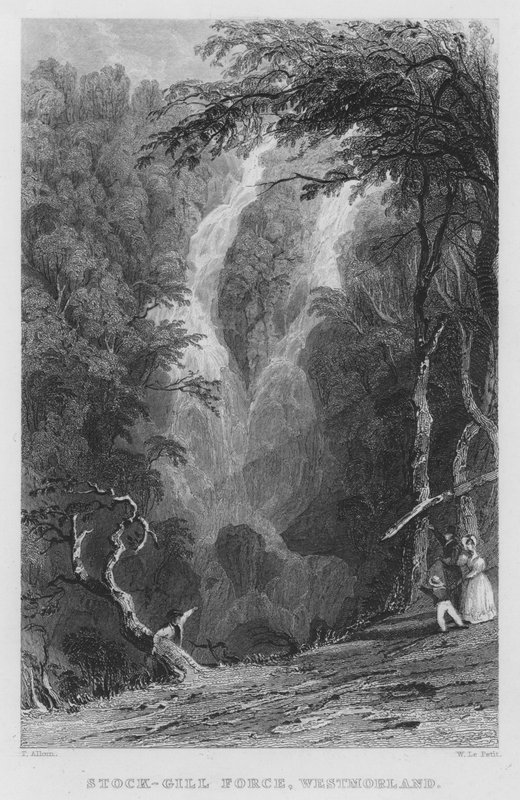 Stock-Gill Force, Westmorland (rytina) od Thomas (after) Allom