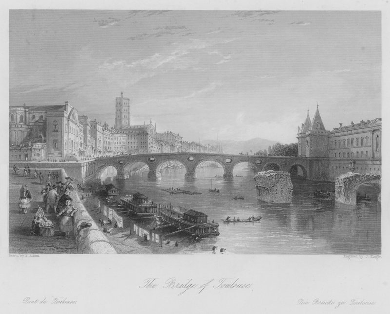 Most v Toulouse (rytina) od Thomas (after) Allom