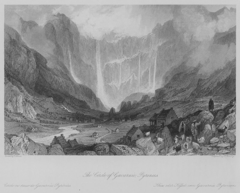 The Circle of Gavarnie, Pyreneje (rytina) od Thomas (after) Allom