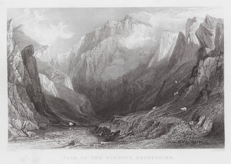 Vale of the Winnets, Derbyshire (rytina) od Thomas (after) Allom