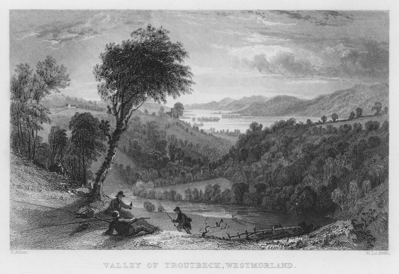 Valley of Troutbeck, Westmorland (rytina) od Thomas (after) Allom