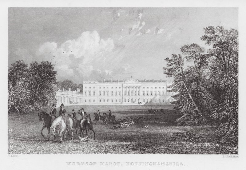Worksop Manor, Nottinghamshire (rytina) od Thomas (after) Allom