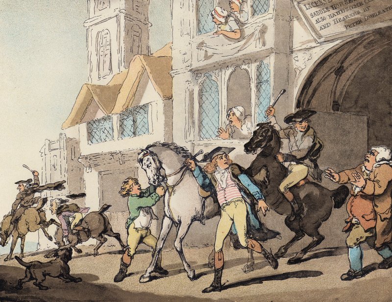 Vydejte se na návnadu na jezevce (barevné lito) od Thomas (after) Rowlandson