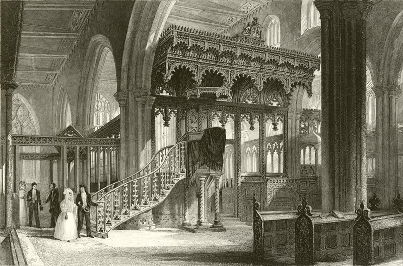 Sefton Church, Lancashire od Thomas Allom