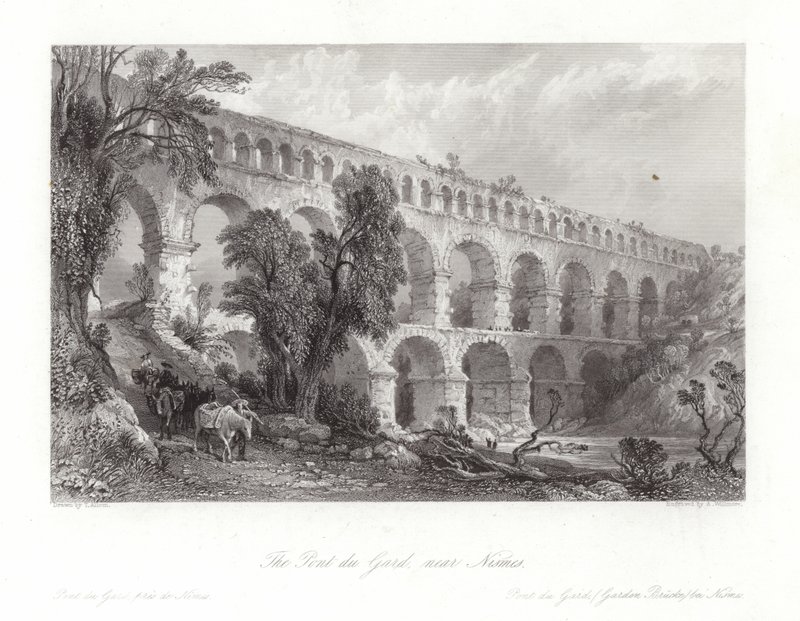Pont du Gard, poblíž Nismes od Thomas Allom