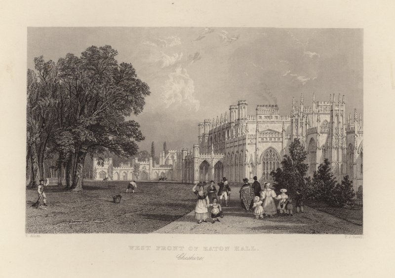Západní fronta Eaton Hall od Thomas Allom