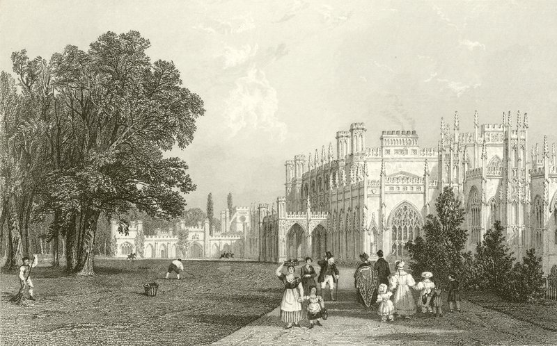 Západní fronta Eaton Hall, Cheshire od Thomas Allom