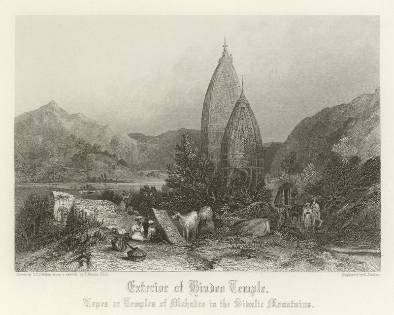 Exteriér hinduistického chrámu od Thomas Colman Dibdin