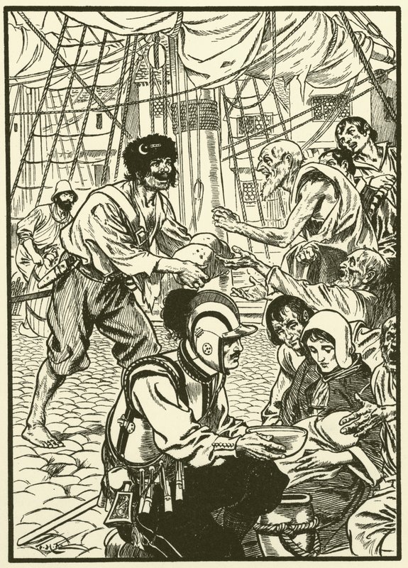 Krmení hladových občanů (rytina) od Thomas Heath Robinson
