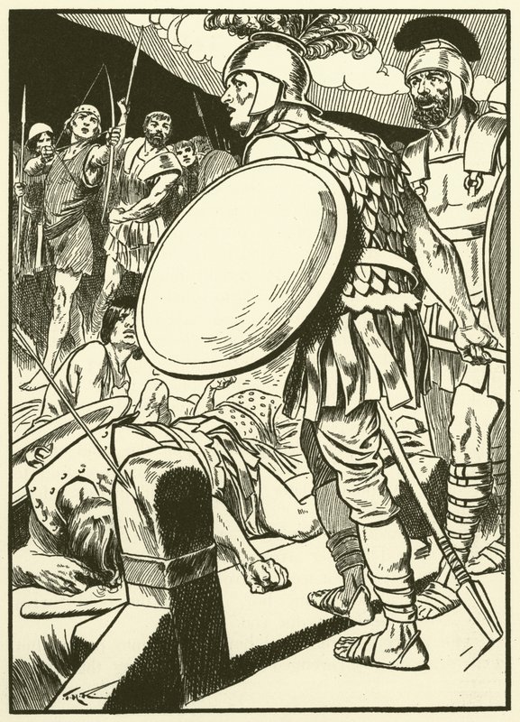 Horatius na mostě (rytina) od Thomas Heath Robinson