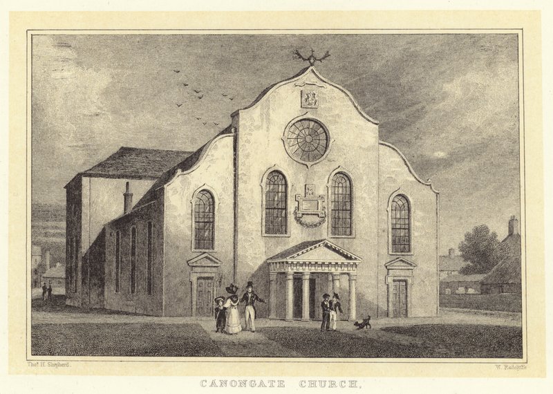 Canongate Church (rytina) od Thomas Hosmer (after) Shepherd
