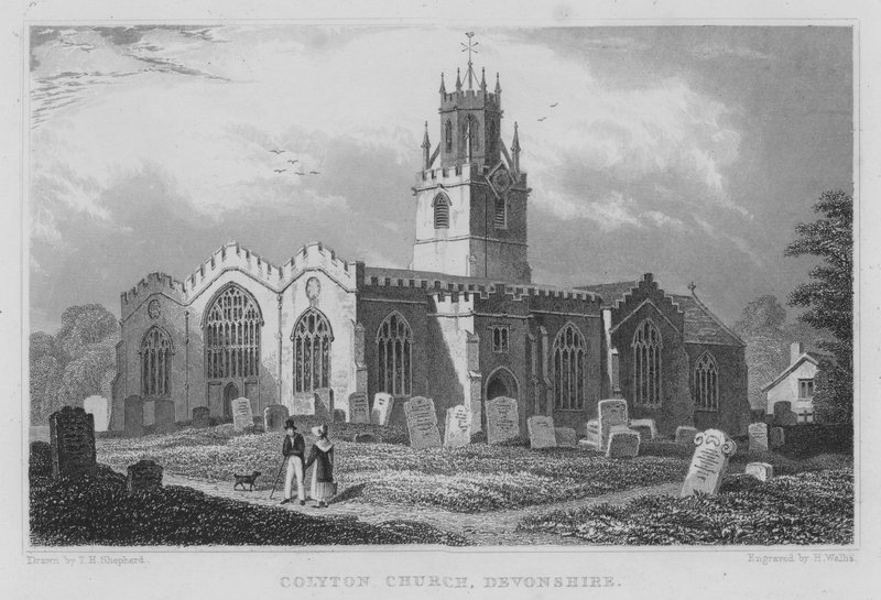 Colyton Church, Devonshire (rytina) od Thomas Hosmer (after) Shepherd
