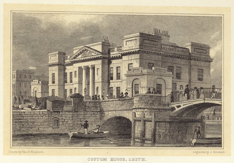 Custom House, Leith (rytina) od Thomas Hosmer (after) Shepherd