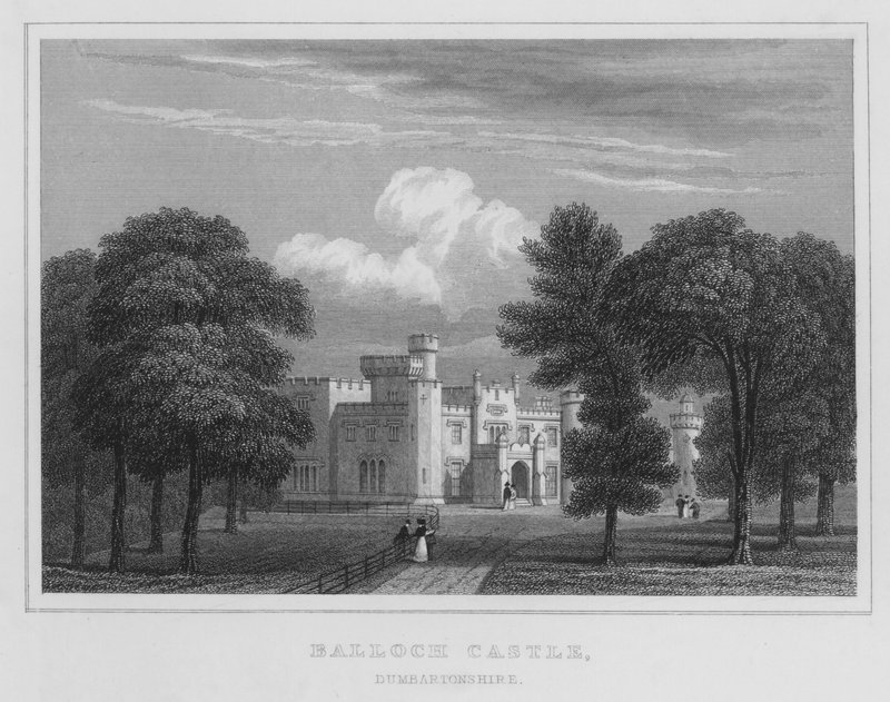 Balloch Castle, Dumbartonshire (rytina) od Thomas Hosmer Shepherd