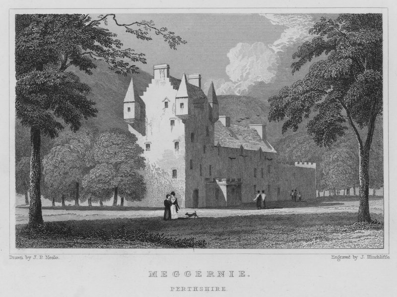 Meggernie, Perthshire (rytina) od Thomas Hosmer Shepherd