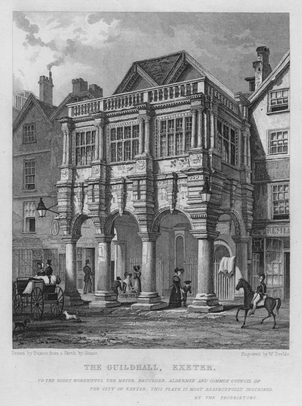 The Guildhall, Exeter (rytina) od Thomas Mann (after) Baynes