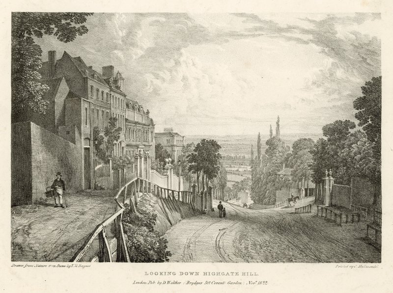 Pohled dolů z Highgate Hill, Londýn od Thomas Mann Baynes