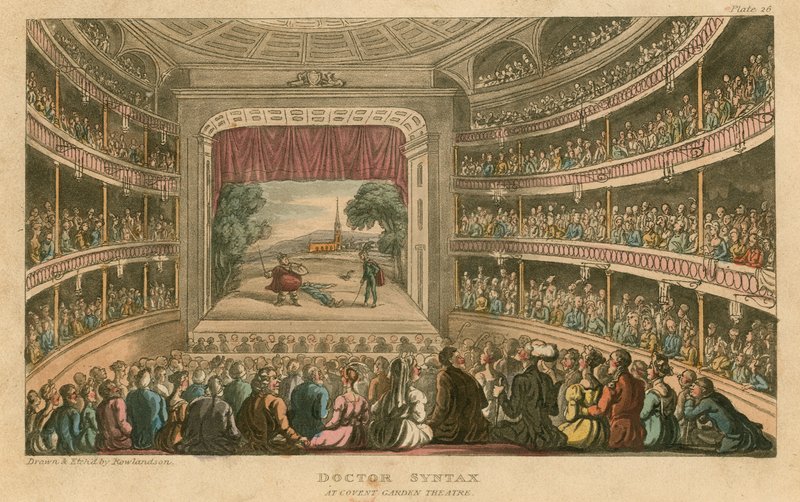 Dr Syntax v Covent Garden Theatre, Londýn od Thomas Rowlandson