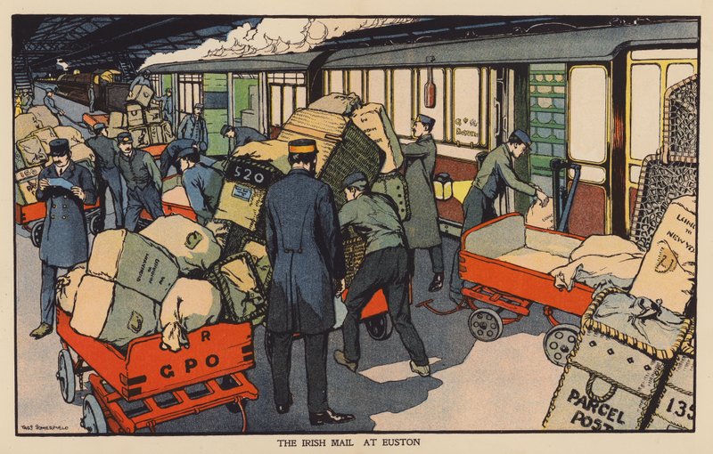 The Irish Mail at Euston (barevná litografie) od Thomas Somerfield