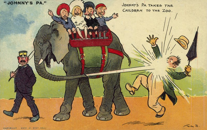 Děti a jejich otec v zoo od Tom Browne