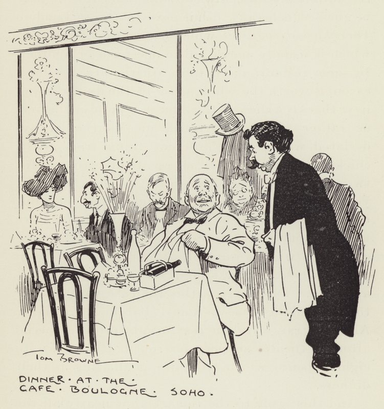 Večeře v Cafe, Boulogne, Soho od Tom Browne