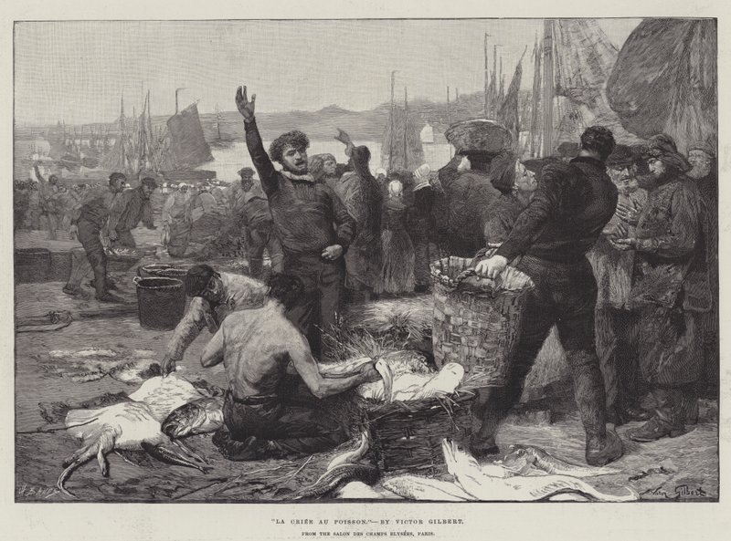 La Criee au Poisson od Victor Gabriel Gilbert