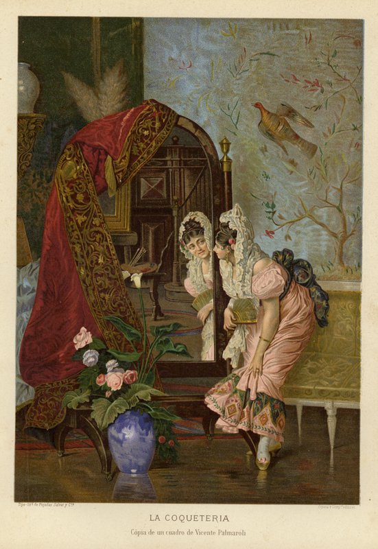 koketérie (chromolitho) od Vincente Gonzalez Palmaroli